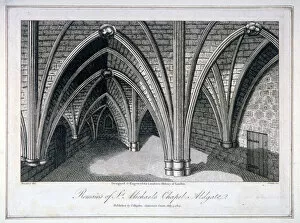 Vaulting Gallery: St Michaels Crypt, Aldgate, London, 1805. Artist: Samuel Owen