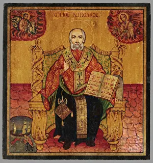 Rescuing Prints: St. Nicholas enthroned, c1837. Creator: Unknown