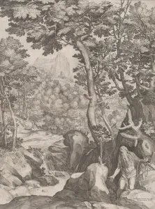 Girolamo Muzziano Prints: St Onuphrius in the Wilderness, 1574. Creator: Cornelis Cort