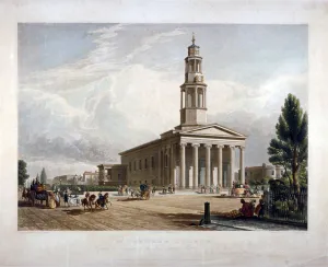 Euston Road Prints: St Pancras New Church on the Euston Road, London, c1822. Artist: T Kearnan