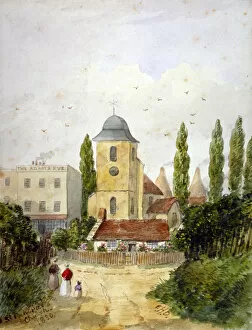 Kiln Gallery: St Pancras Old Church and the Adam and Eve Tavern, London, 1830. Artist
