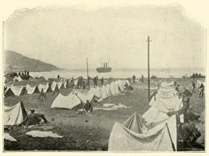 William Burr Mcintosh Prints: St. Paul in Bay, firing over Top of Hill... June 24th, Spanish-American War