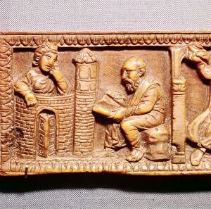 Ivory Collection: St Paul Conversing with Thecla, Ivory Panel from Casket Rome, late 4th century