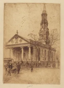 St Pauls Church Prints: St. Paul s, Broadway, N. Y. 1906. Creator: Charles Frederick William Mielatz