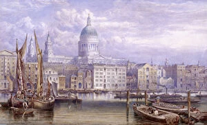 Pauls Cathedral Gallery: St Pauls from Bankside, London, 1883. Artist: William Richardson