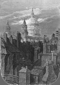 Terraced House Prints: St. Pauls from the Brewery Bridge, 1872. Creator: Gustave Doré