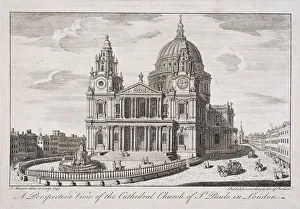John Maurer Prints: St Pauls Cathedral (new) exterior, London, 1747. Artist: John Maurer