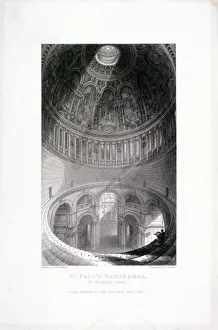 Billings Prints: St Pauls Cathedral (new) interior, London, 1837. Artist: E Challis