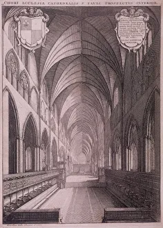 St Pauls Cathedral (old), London, c1658. Artist: Wenceslaus Hollar
