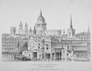 St Pauls Cathedral from Southwark Bridge, City of London, 1835