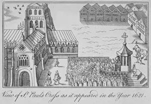 Speaker Prints: St Pauls Cross and old St Pauls Cathedral, City of London, 1621 (1650)