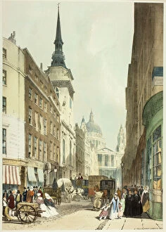 Pedestrian Collection: St. Pauls from Ludgate Hill, plate 24 from Original Views of London as It Is, 1842