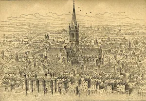 William Henry Prior Prints: St. Pauls and the Neighbourhood in 1540, (1897). Creator: Unknown