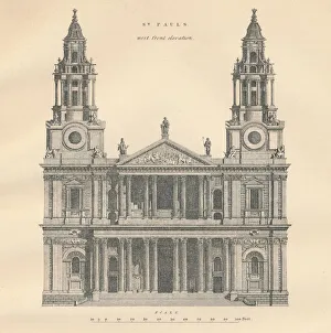 Pauls Cathedral Gallery: St. Pauls - west front elevation, 1889. Creator: W & AK Johnston
