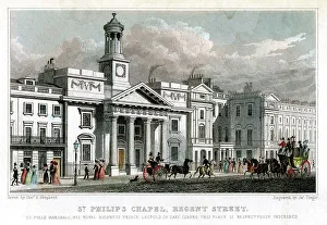 Regent Street Prints: St Philips Chapel, Regent Street, Westminster, London, 1827. Artist: J Tingle