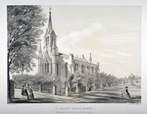 St Philips Church Prints: St Philips Church, Dalston, Hackney, London, c1850. Artist: CJ Greenwood