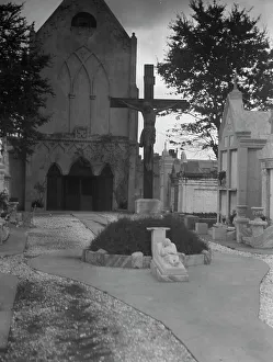 Tombstone Prints: St. Roch Cemetery, New Orleans, between 1920 and 1926. Creator: Arnold Genthe
