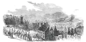 Quebec Prints: St. Rocks, Quebec, after the late fire - sketched by a correspondent, 1845