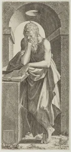 Studying Prints: St Simon. Plate 4. From: Christ and the Apostles, 1545. Creator: Lambert Suavius