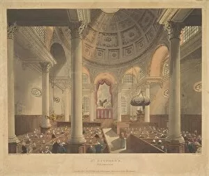 Augustus Charles Gallery: St. Stephens Walbrook, November 1, 1809. Creators: Thomas Rowlandson
