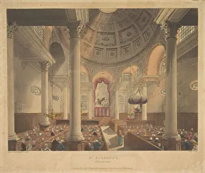 Rudolph Collection: St. Stephens Walbrook, November 1, 1809. Creators: Thomas Rowlandson