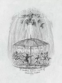 Amusement Collection: St. Swithin Patron Saint of Umbrella Makers, 1829. Artist: George Cruikshank