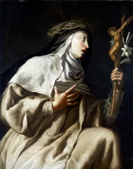 Carmelite Gallery: St Teresa of Avila before the Cross, c1621-1663. Artist: Guido Cagnacci