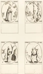 Martyrs Prints: St. Theresa; St. Placidus and Flavia; St. Bruno; St. Faith. Creator: Jacques Callot