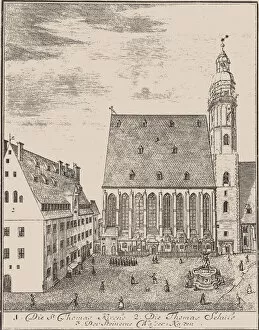 Johann Gottfried Collection: St. Thomas Church and St. Thomas School in Leipzig, 1723