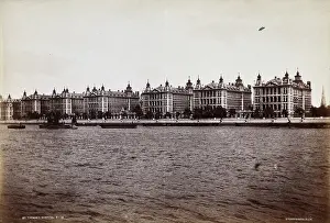 St Thomass Hospital Prints: St Thomas's Hospital, Lambeth: exterior seen from across the Thames