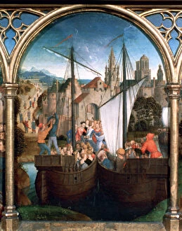 St Ursula Shrine, Arrival in Basle, 1489. Artist: Hans Memling