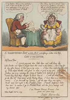 John Bull Collection: St. Valentines Day or John Bull intercepting a Letter to his Wife, February