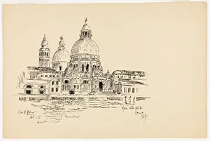 Santa Salute Prints: Sta. Maria della Salute, Venice, Italy, Travel Sketch, 1891