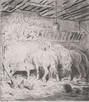 Jacque Prints: Stable, 1848. Creator: Charles Emile Jacque