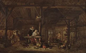 Hens Prints: Stable interior. Creator: Govert Dircksz. Camphuysen