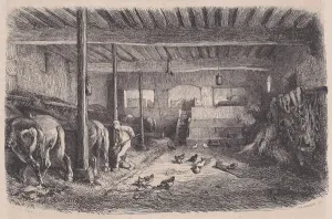 Jacque Prints: A Stable; from Magasin Pittoresque, ca. 1852. Creator: Charles Tamisier