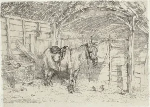 Stable Prints: Stable Scene, 19th century. Creator: John Frederick Lewis