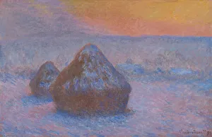 Monet Claude Prints: Stacks of Wheat (Sunset, Snow Effect), 1890 / 91. Creator: Claude Monet
