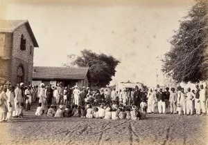 Sitting On Ground Prints: Staff of the Karachi plague committee in the town of Dhobi Ghat