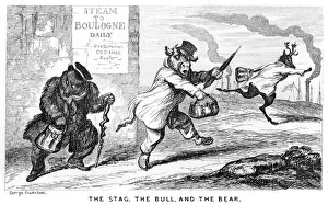Dover Prints: The Stag, the Bull, and the Bear, 19th century. Artist: George Cruikshank