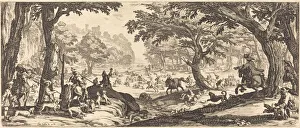 Hounds Prints: The Stag Hunt, probably 1619. Creator: Jacques Callot