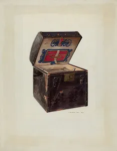 Iams J Howard Prints: Stage Coach Trunk, 1939. Creator: J. Howard Iams