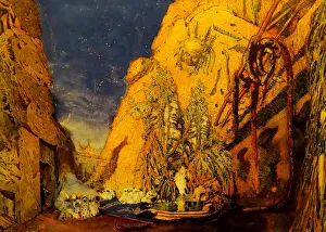 Russian Art Critics Prints: Stage design for the Ballet Blue God by R. Hahn, 1911. Artist: Bakst, Leon (1866-1924)