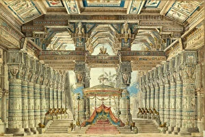 Andreas Leonhard 1805 1891 Gallery: Stage design for the ballet Caesar in Egypt by G. Haendel, 1834