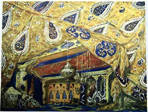 Stage design for the ballet Sheherazade by N. Rimsky-Korsakov, 1910. From a private collection Russian Art Critics Collection: Stage design for the ballet Sheherazade by N. Rimsky-Korsakov, 1910. Artist: Bakst, Leon (1866-1924)