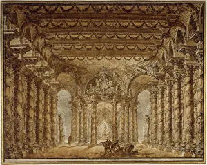 Jean Baptiste Lully Prints: Stage design for the opera Armide by Jean-Baptiste Lully, 1760. Creator: De Wailly
