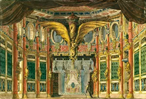 Auber Gallery: Stage design for the opera The Bronze Horse by D. Auber, 1837