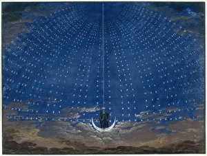 Staatliche Museen Prints: Stage design for the opera Die Zauberflote by Wolfgang Amadeus Mozart