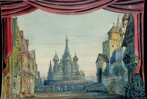 Glinka Prints: Stage design the opera A Life for the Tsar by M. Glinka, 1874. Creator: Anonymous