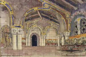 Stage design for the opera The Tsars bride by N. Rimsky-Korsakov, 1899. Artist: Vrubel, Mikhail Alexandrovich (1856-1910)
